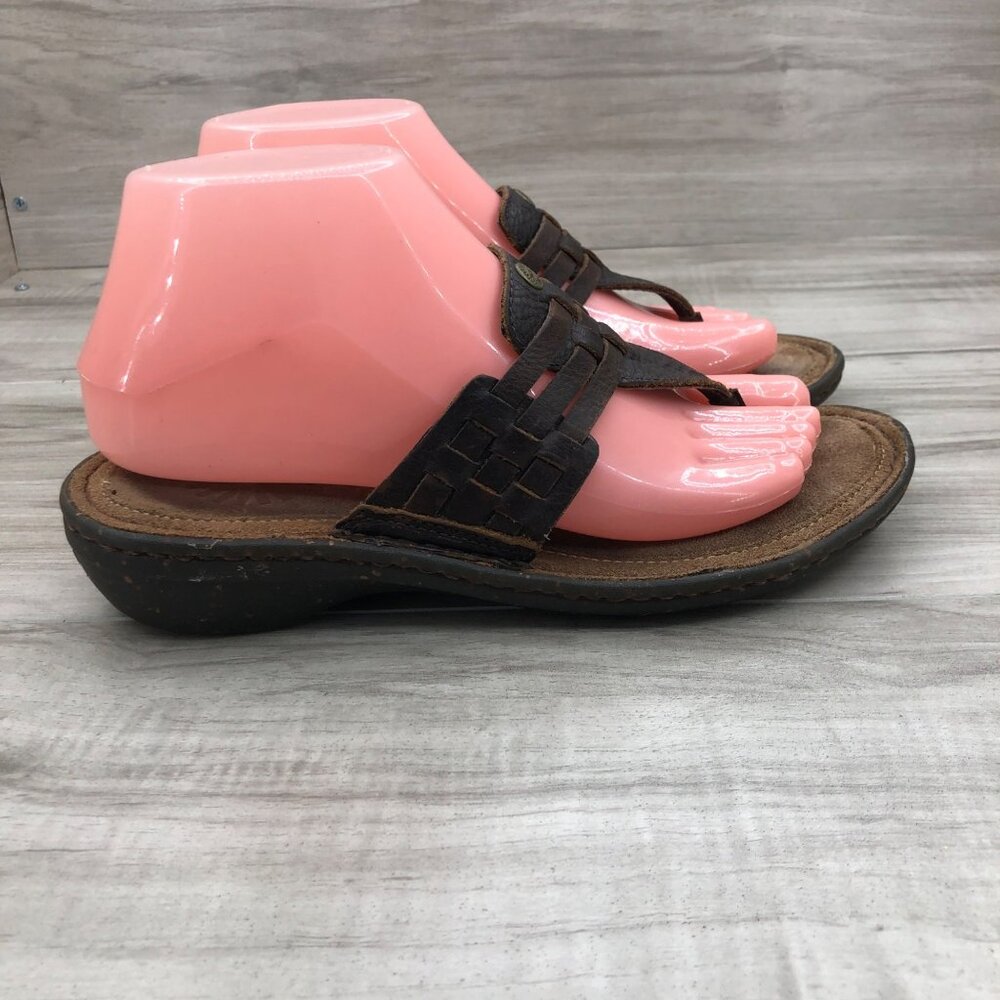 UGG Sandals Womens 6 Jenaya Brown Leather Slip On Thong Flip Flop Shoes